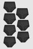 Black Full Brief Microfibre Knickers 7 Pack, Full Brief