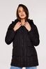 Apricot Black Mixed Panel Hooded Puffer Jacket
