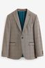 Taupe Slim Check Suit: Jacket