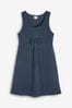 Marineblau - Schul-Latzkleid aus elastischem Jersey mit Zierschleife (3-14yrs)