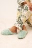 Sage Green Recycled Faux Fur Cosy Mule Slippers
