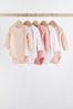 Pink/White Baby 5 Pack Essential Long Sleeve Bodysuits