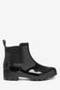 Black Patent Ankle Wellington Boots