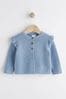 Blue Baby Frill Shoulder Knitted Cardigan (0mths-2yrs)