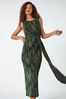 Roman Green Floral Stretch Scuba Midi Dress