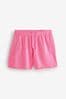 Fluro Pink Raw Edge Washed Jersey Shorts, Regular