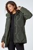 Roman Green Quilted Faux Fur Hooded Coat