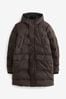 Chocolate Brown Long Shower Resistant Puffer Coat