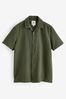 Green Textured Waffle Short Sleeve Shirt