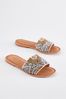 Metallic Regular/Wide Fit Forever Comfort® Leather Beaded Mules