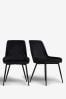 Set of 2 Opulent Velvet Black Hamilton Non Arm Dining Chairs, Non Arm