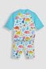 JoJo Maman Bébé Blue Dinosaur UPF 50 2-Piece Sun Protection Suit