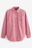 Pink Oversized Denim Shirt, Petite