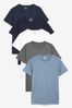 Navy Blue/Blue/White/Grey Marl/Blue Marl Slim T-Shirts 5 Pack, Slim
