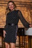 Sosandar Black Geometric Embellished Belted Shift Dress