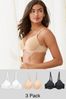 Black/White/Nude Pad Full Cup Cotton Blend Bras 3 Pack