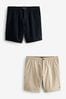 Navy/Stone Elasticated Waist Chino Shorts 2 Pack