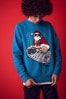 Blue Santa Sweatshirt Christmas Top (3-16yrs)