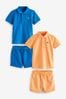 Blue/Orange Short Sleeve Polo Set 4 Pack (3mths-7yrs)