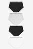 White/Grey/Black Midi Cotton Rich Logo Knickers 4 Pack, Midi