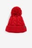 Red Knitted Cable Pom Hat (1-16yrs)