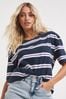 Simply Be Blue Striped Longline Oversized T-Shirt