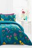 D&D Blue Ingrid Floral Duvet Cover And Pillowcase Set