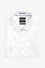 White Slim Fit Single Cuff Signature Italian Fabric Shirt, Slim Fit