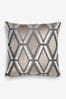 Light Grey Collection Luxe Geometric Velvet Cushion, 50 x 50cm