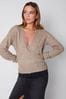 Threadbare Brown Wrap Front Knitted Jumper
