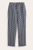Boden Blue Relaxed Linen Pull-On Trousers