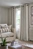 Natural Textured Fleck Eyelet Lined Curtains, Lined