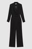 Black Reiss Flora Sheer Belted Double Breasted Jumpsuit, Petite