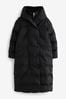 Black Longline Shower Resistant Padded Hooded Coat, Regular