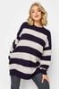 Yours Curve Blue Ribbed Drop Shoulder Jumper