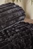 Black Catherine Lansfield Soft and Cosy Ribbed Faux Fur Throw
