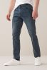 Black Essential Stretch Jeans, Straight Fit