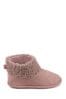 Totes Pink Isotoner Ladies Cable Boot Slippers