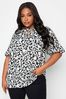 Yours Curve Black Floral Print Keyhole Tunic Top