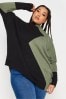 Yours Curve Green Oversized Colourblock Jumper