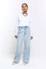 River Island Blue Petite High Rise Relaxed Straight Fit Jeans, Petite