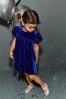 Kobalt - Partykleid aus Samt mit Puffärmeln (3 Monate bis 10 Jahre)