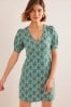 Boden Green V-Neck Jersey Mini Dress