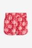 Red Ditsy Linen Blend Pull on Boy Shorts
