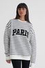4th & Reckless White Anni Stripe Boucle Paris Sweatshirt