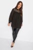 Yours Curve Black London Lace Ruffle Collar Blouse