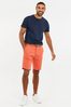 Coral Pink Threadbare Cotton Stretch Turn-Up Chino Shorts with Woven Belt
