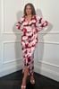 Girl In Mind Pink Libby Wrap Over Maxi Dress