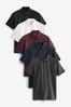 Navy/White/Burgundy/Black/Grey Regular Fit Jersey Polo Shirts 5 Pack