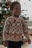 Neutral Snowman Fairisle Pattern Boys Knitted Christmas Jumper (3mths-16yrs)